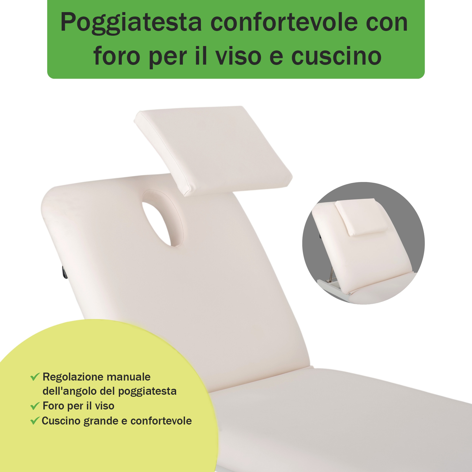 Lettino elettrico ad altezza variabile OPTIMA - Larghezza 68 cm - Bianco