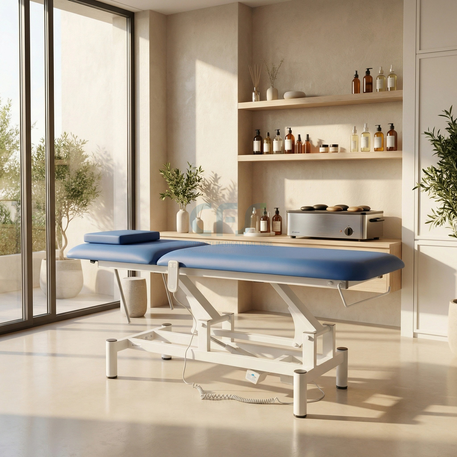 Lettino elettrico ad altezza variabile OPTIMA - Larghezza 68 cm - Blu