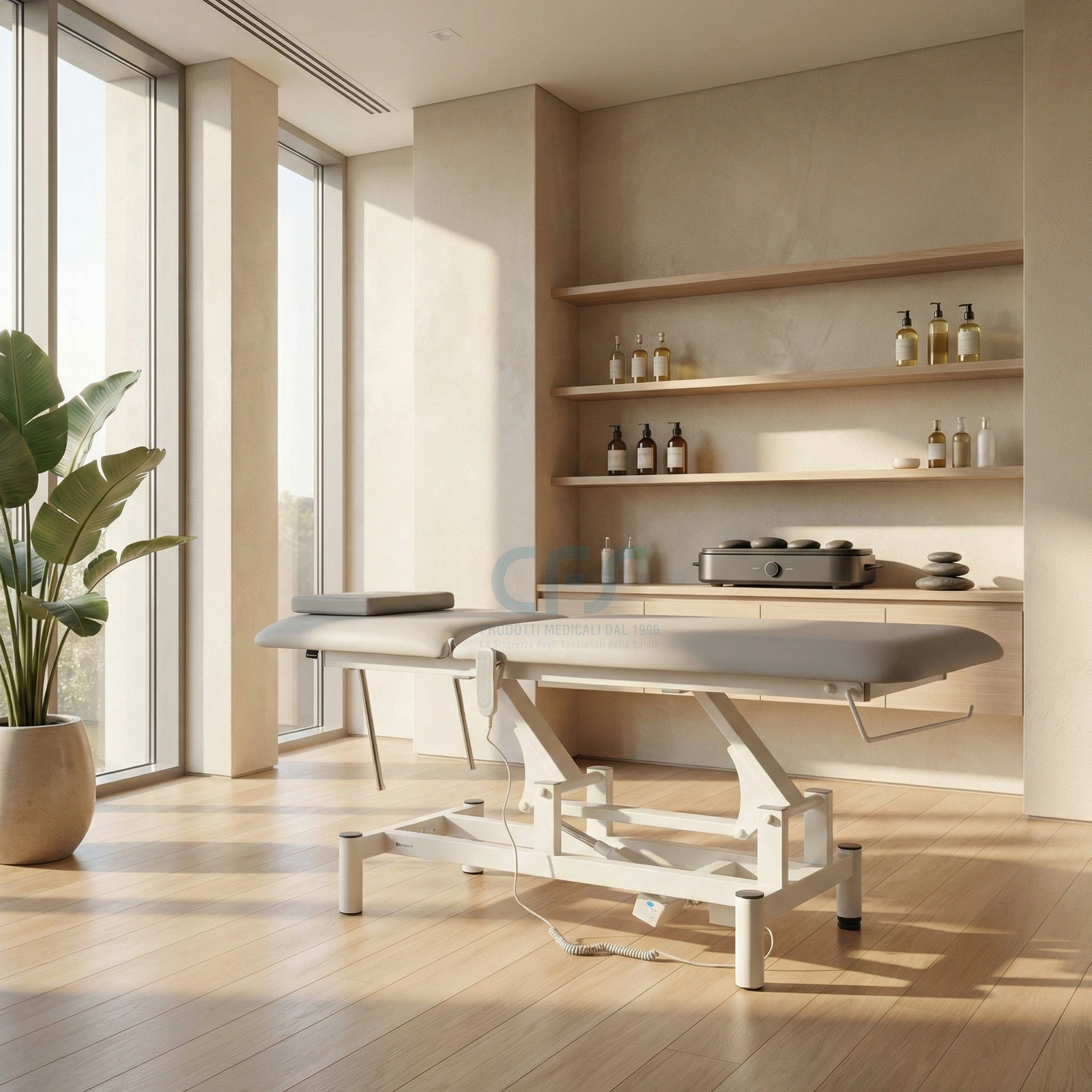 Lettino elettrico ad altezza variabile OPTIMA - Larghezza 68 cm - Grigio