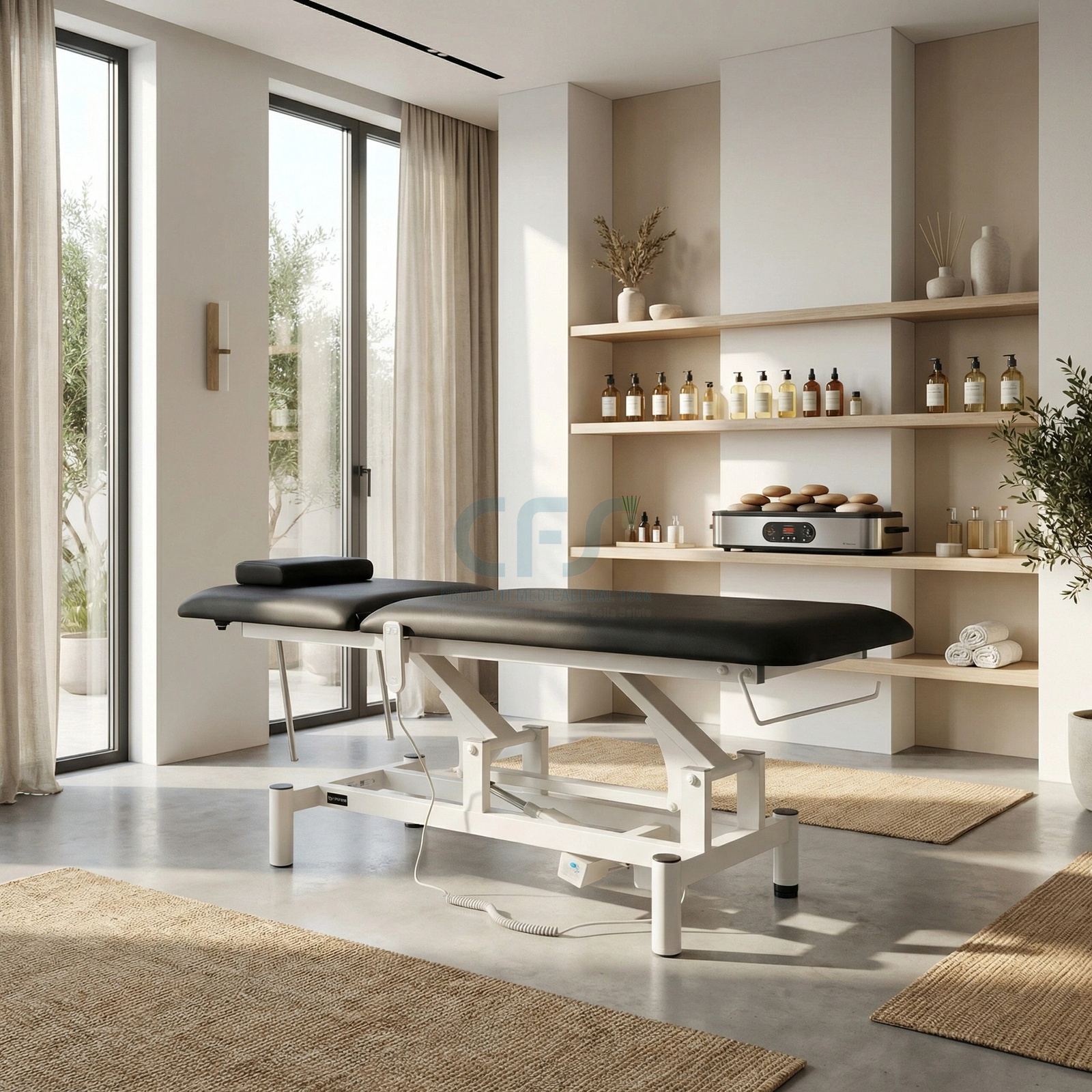 Lettino elettrico ad altezza variabile OPTIMA - Larghezza 68 cm - Nero