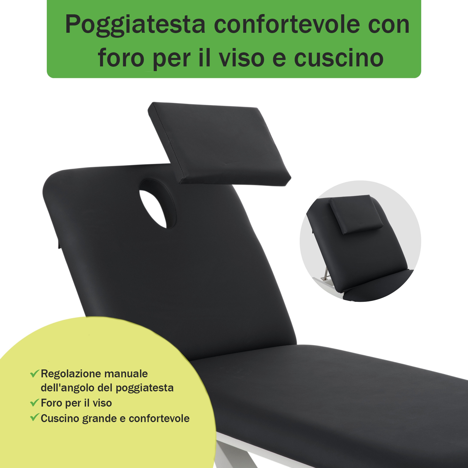 Lettino elettrico ad altezza variabile OPTIMA - Larghezza 68 cm - Nero