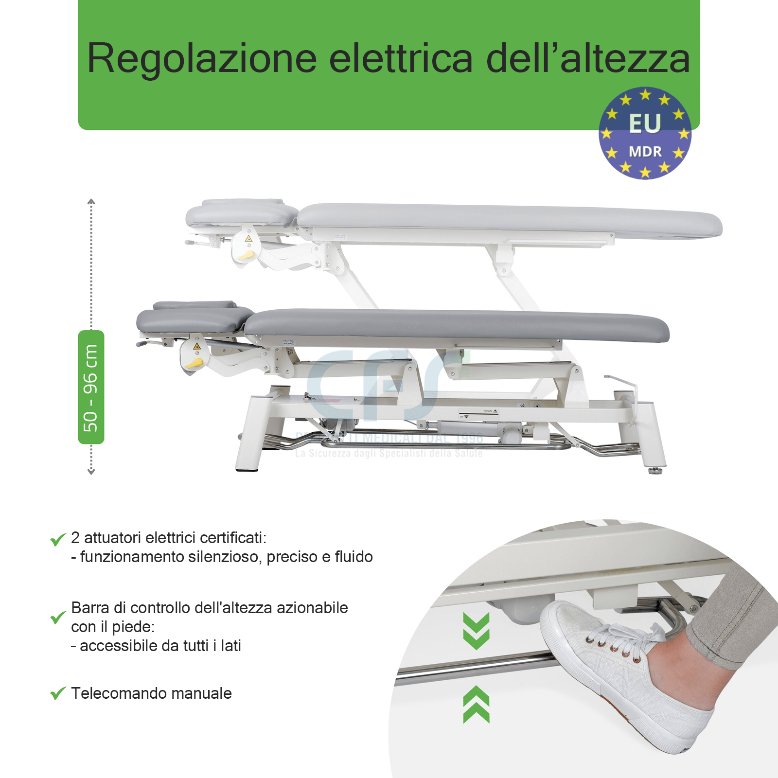 Lettino elettrico ad altezza variabile PROXIMA V4 ERGO - Larghezza 68 cm