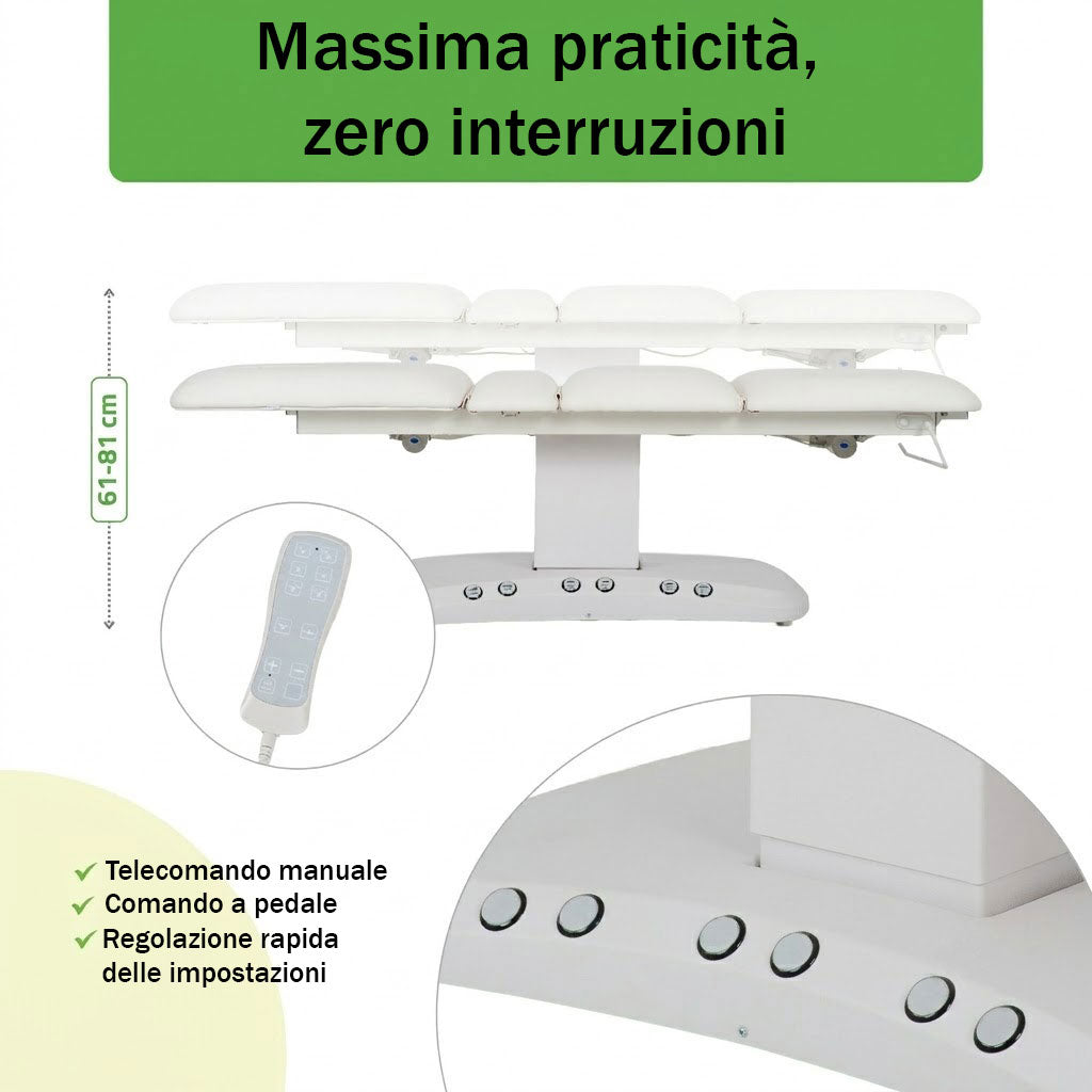 Lettino elettrico riscaldato ad altezza variabile Serenity ERGO 4 - Larghezza 68 cm - Bianco