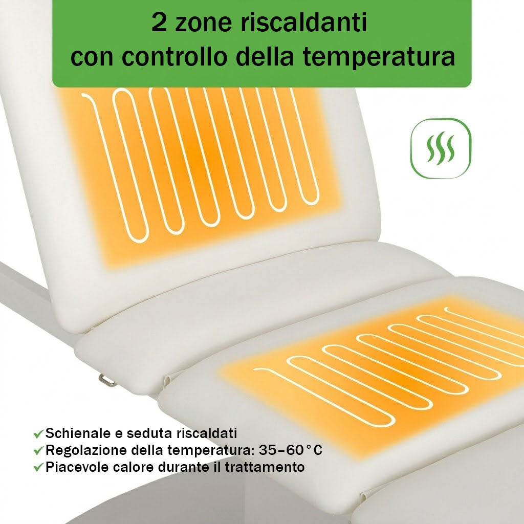 Lettino elettrico riscaldato ad altezza variabile Serenity ERGO 4 - Larghezza 68 cm - Bianco