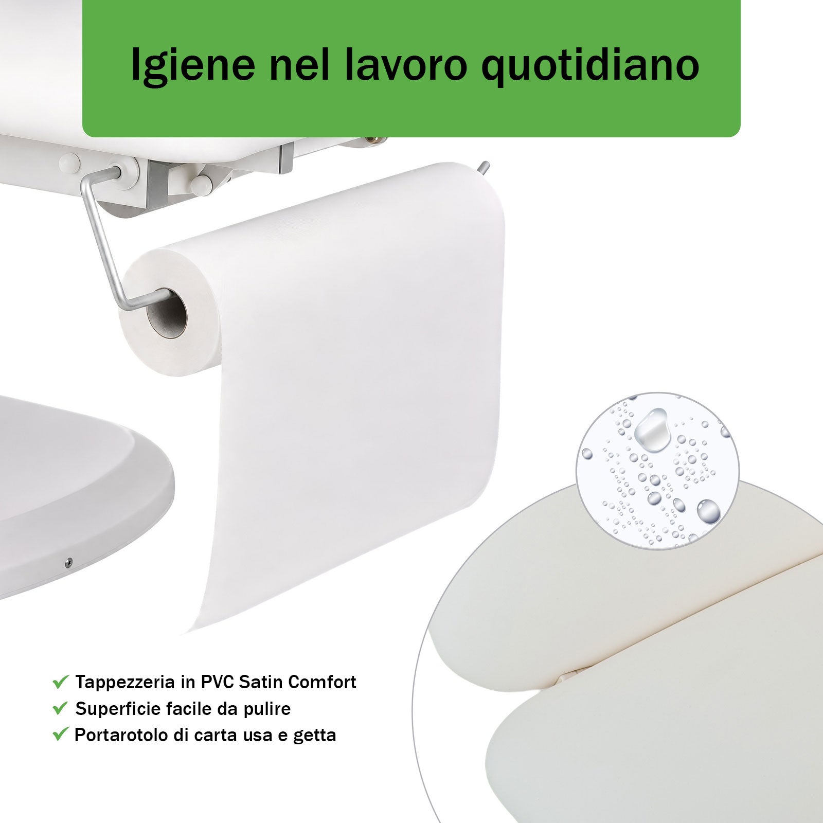 Lettino elettrico riscaldato ad altezza variabile Serenity ERGO 4 - Larghezza 68 cm - Bianco