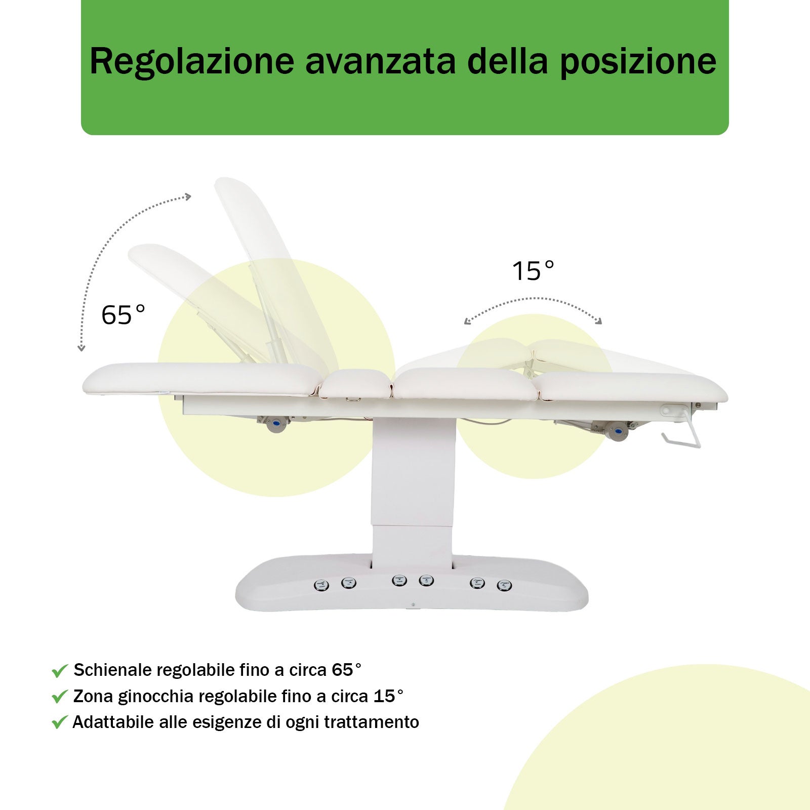 Lettino elettrico riscaldato ad altezza variabile Serenity ERGO 4 - Larghezza 68 cm - Bianco