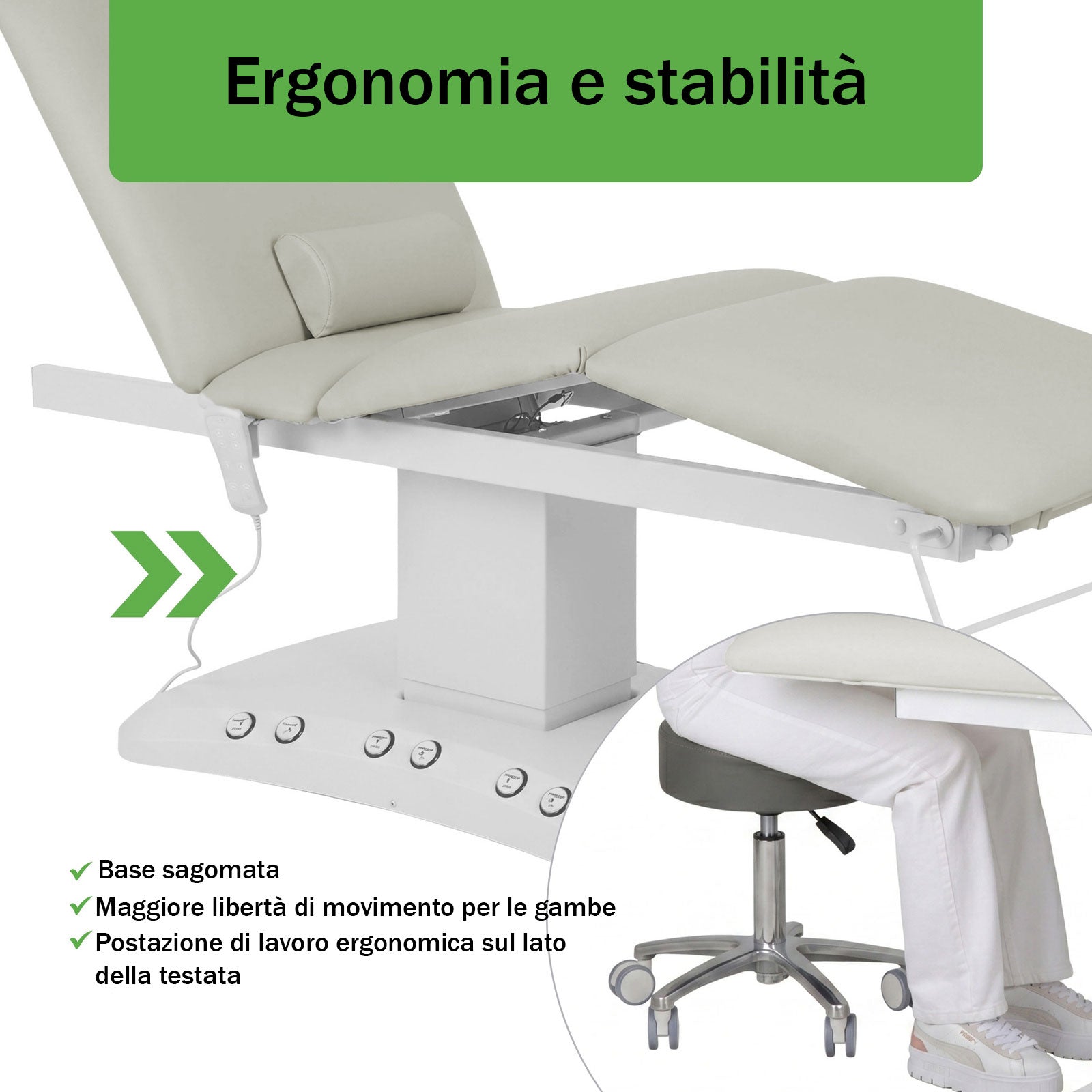 Lettino elettrico riscaldato ad altezza variabile Serenity ERGO 4 - Larghezza 68 cm - Grigio
