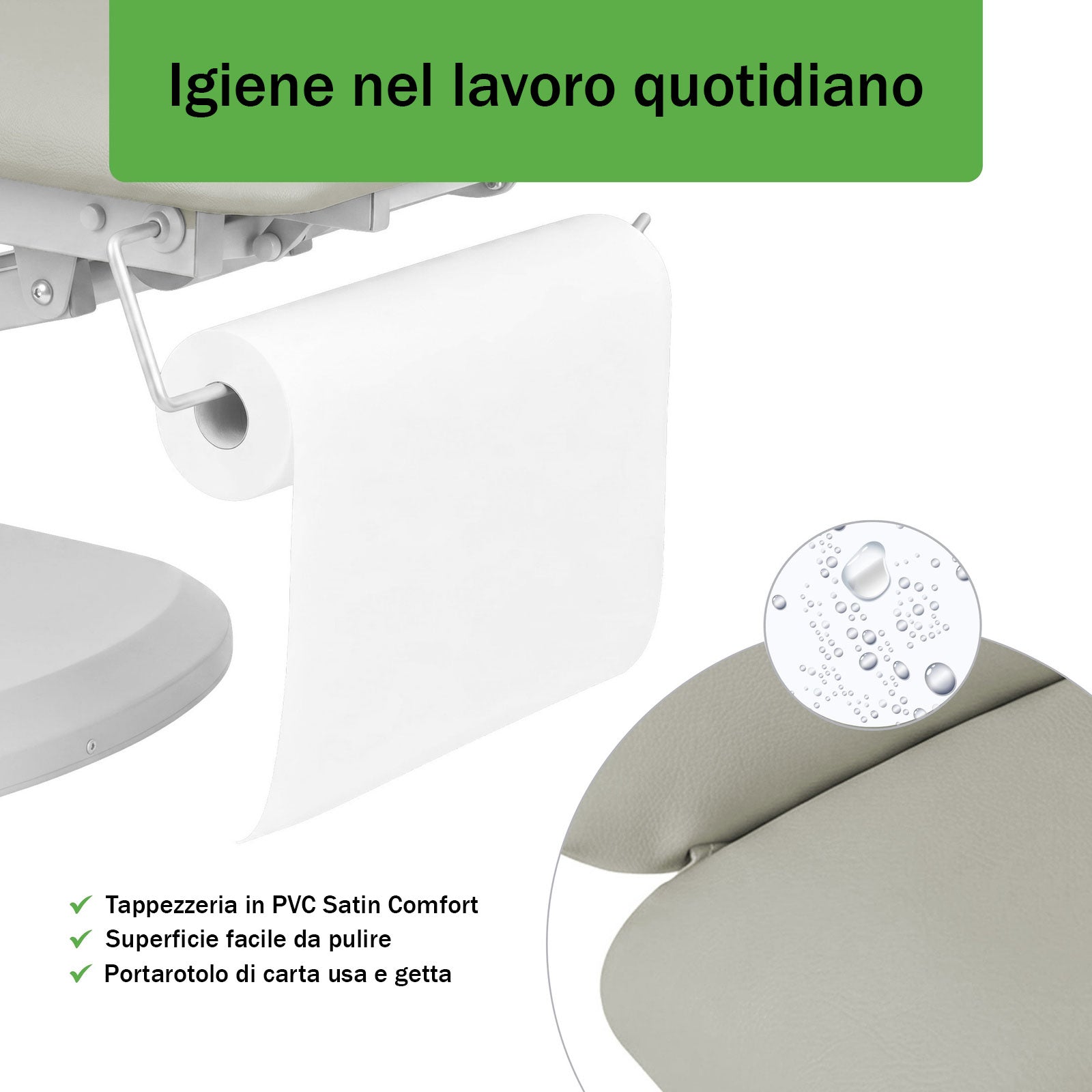 Lettino elettrico riscaldato ad altezza variabile Serenity ERGO 4 - Larghezza 68 cm - Grigio