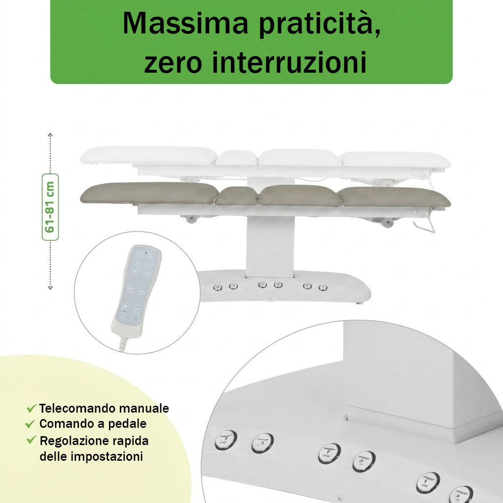 Lettino elettrico riscaldato ad altezza variabile Serenity ERGO 4 - Larghezza 68 cm - Grigio