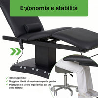 Lettino elettrico riscaldato ad altezza variabile Serenity ERGO 4 - Larghezza 68 cm - Nero