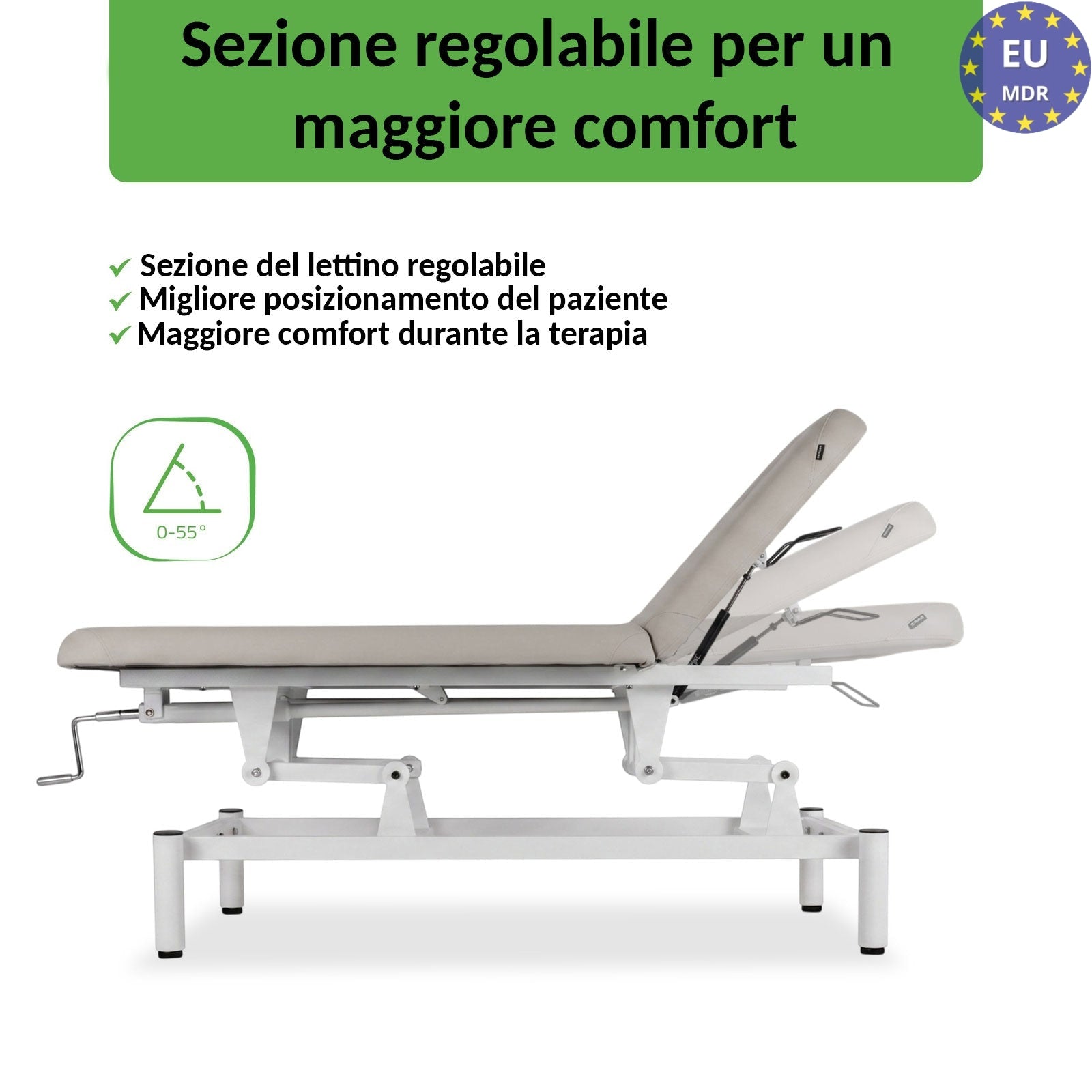 Lettino fisso ad altezza variabile VIGO 2 + Schienale regolabile - Larghezza 75 cm - Grigio Chiaro
