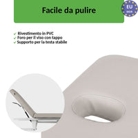 Lettino fisso ad altezza variabile VIGO 2 + Schienale regolabile - Larghezza 75 cm - Grigio Chiaro