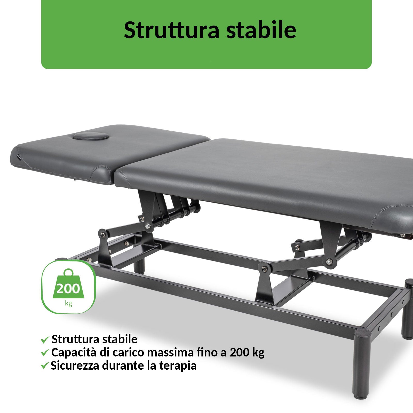 Lettino fisso ad altezza variabile VIGO 2 + schienale regolabile - Larghezza 75 cm - Grigio Scuro