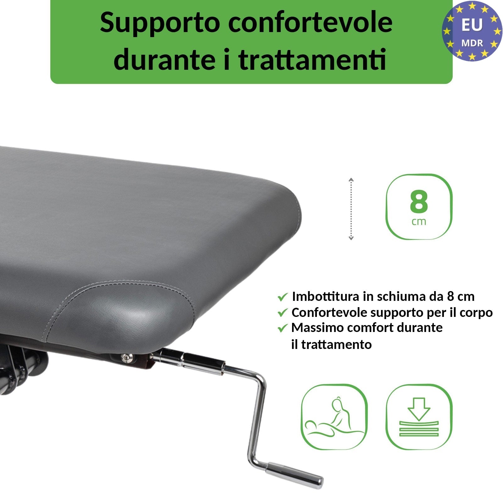 Lettino fisso ad altezza variabile VIGO 2 + schienale regolabile - Larghezza 75 cm - Grigio Scuro