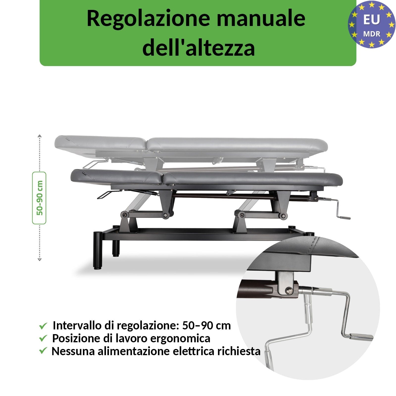 Lettino fisso ad altezza variabile VIGO 2 + schienale regolabile - Larghezza 75 cm - Grigio Scuro