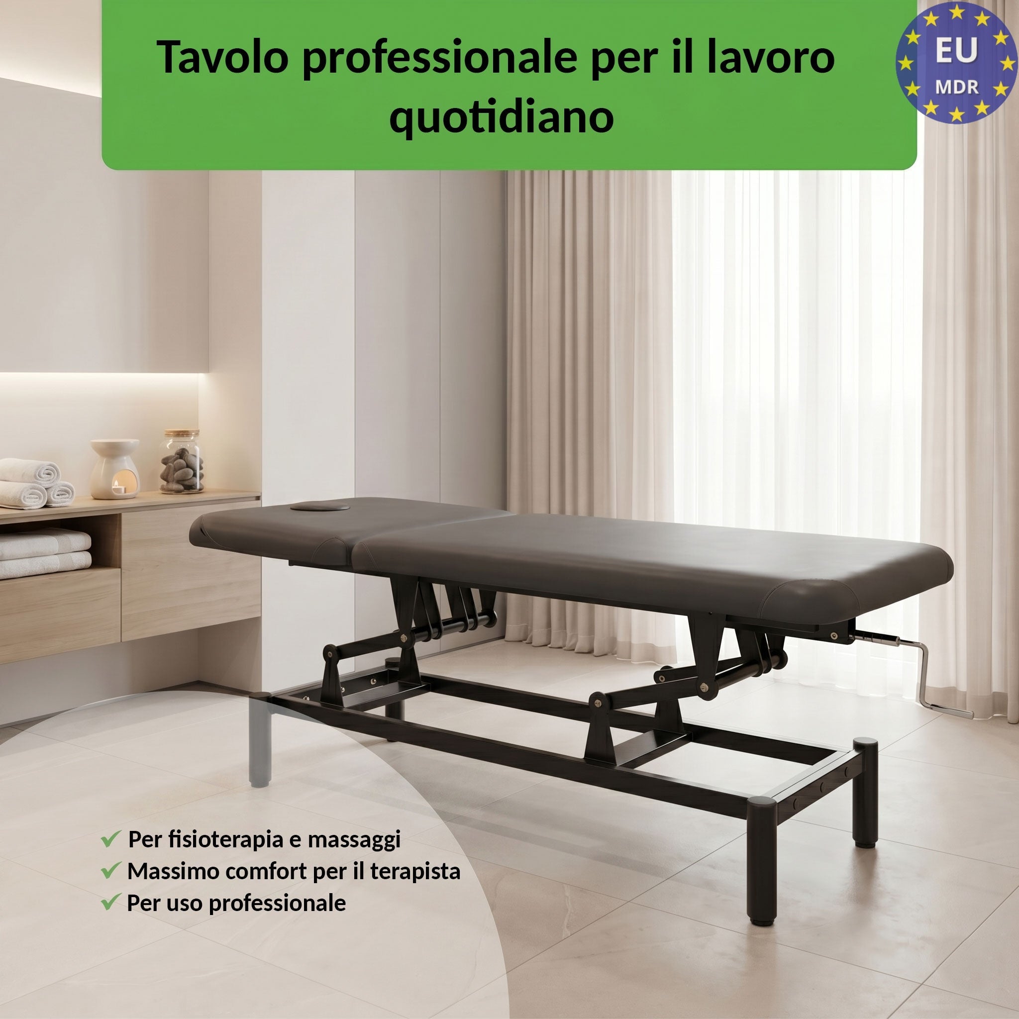 Lettino fisso ad altezza variabile VIGO 2 + schienale regolabile - Larghezza 75 cm - Grigio Scuro