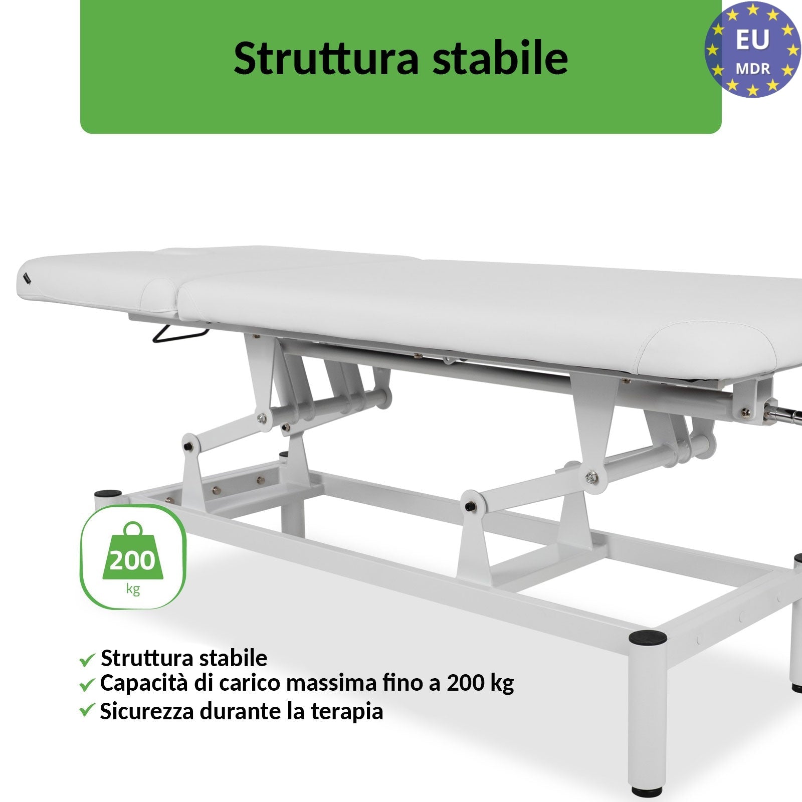 Lettino fisso ad altezza variabile VIGO 2 + schienale regolabile - Larghezza 75 cm - Bianco