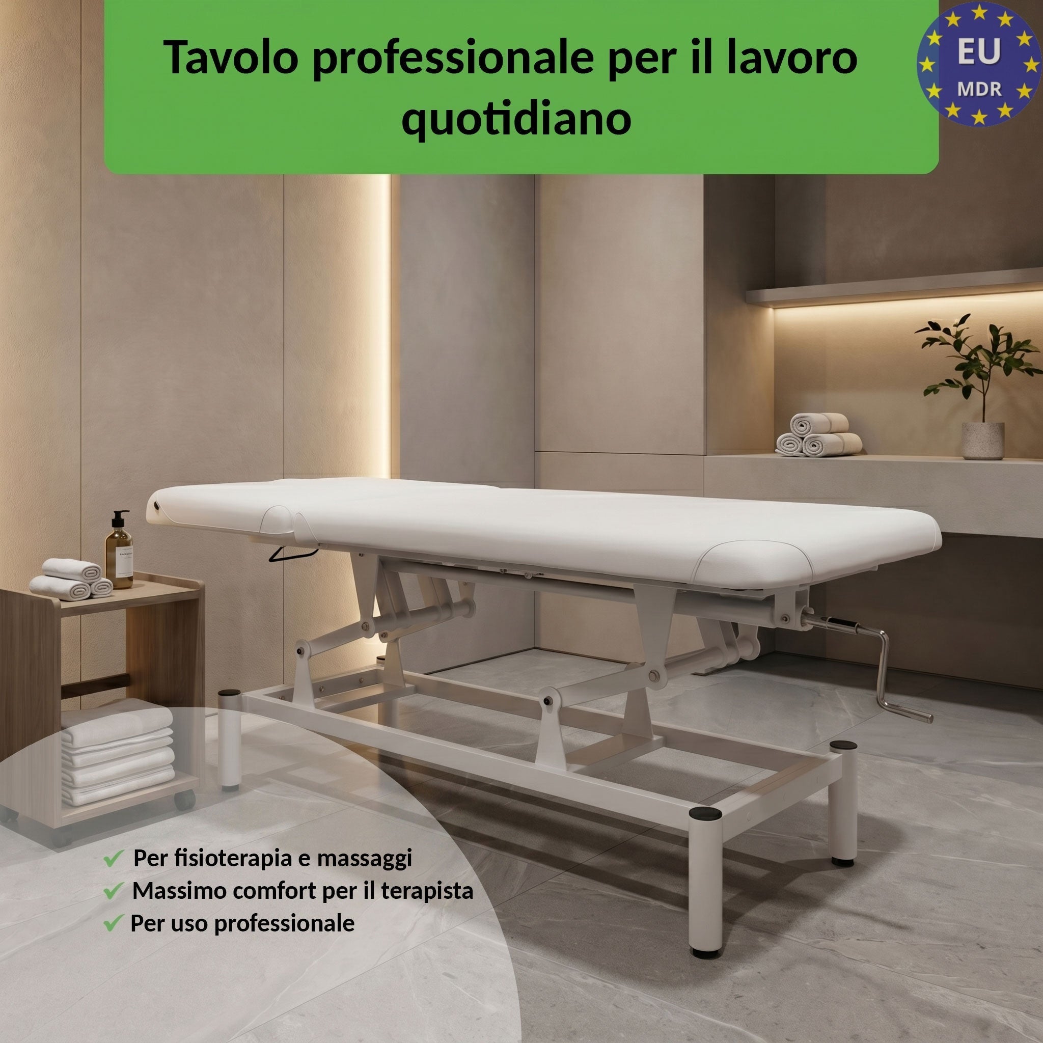 Lettino fisso ad altezza variabile VIGO 2 + schienale regolabile - Larghezza 75 cm - Bianco