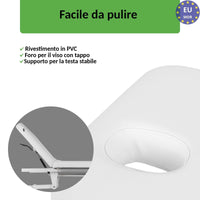 Lettino fisso ad altezza variabile VIGO 2 + schienale regolabile - Larghezza 75 cm - Bianco