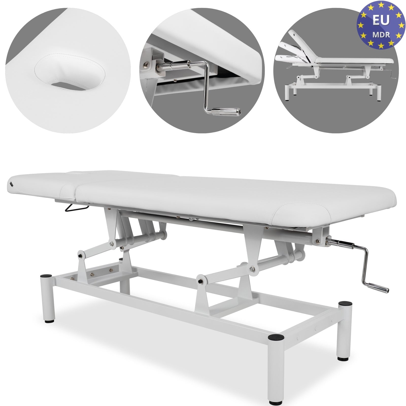 Lettino fisso ad altezza variabile VIGO 2 + schienale regolabile - Larghezza 75 cm - Bianco