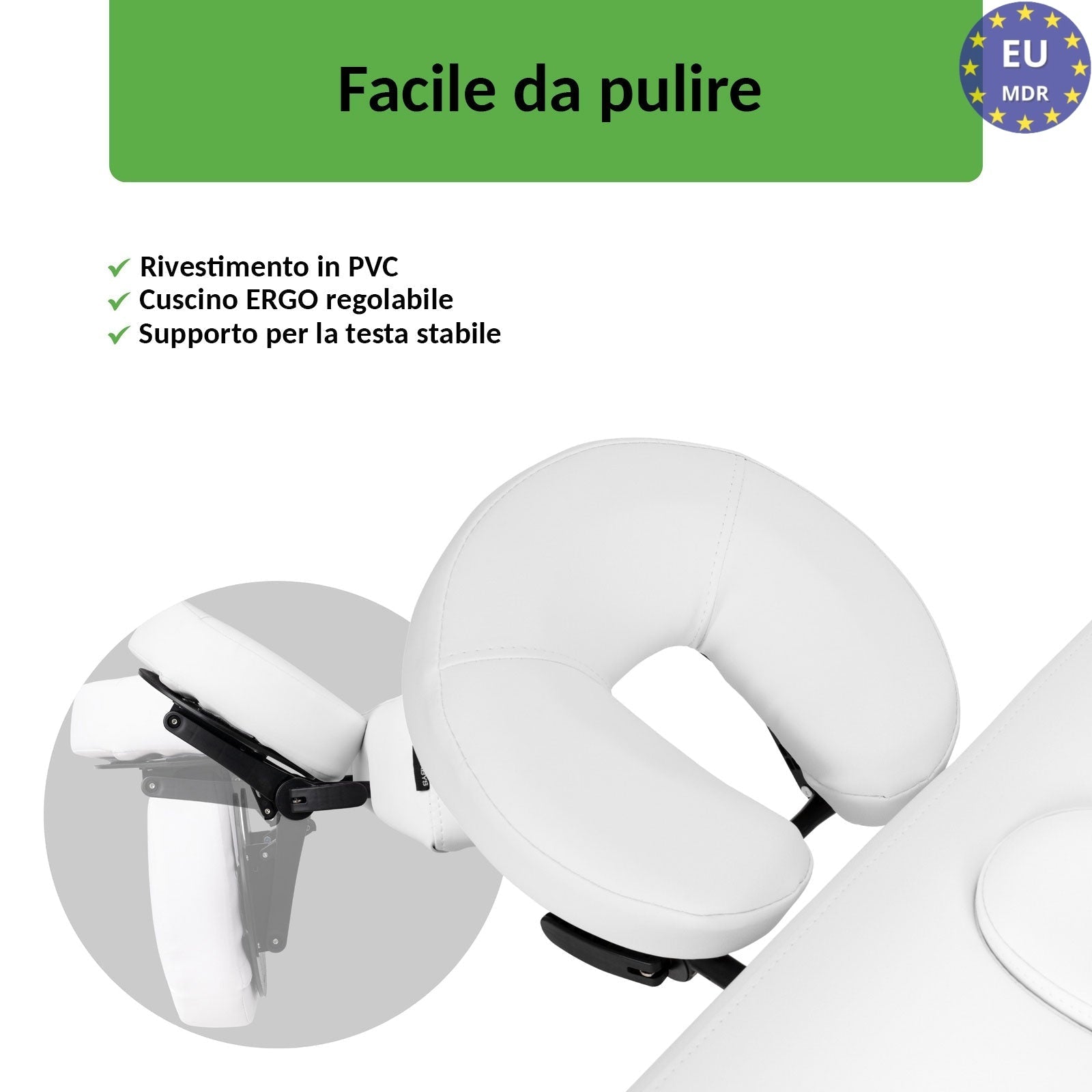 Lettino fisso ad altezza variabile VIGO 1 - Larghezza 75 cm - Bianco