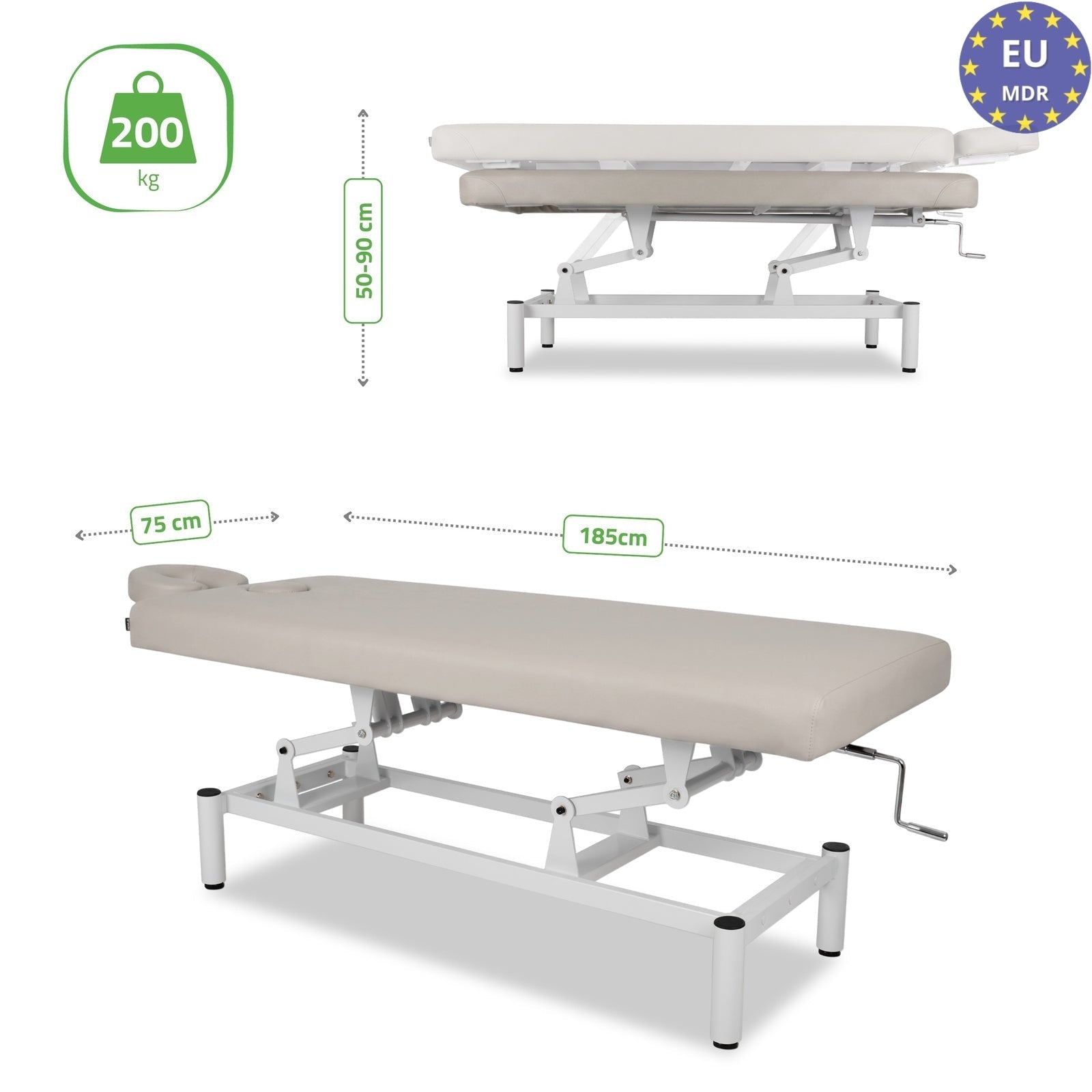 Lettino fisso ad altezza variabile VIGO 1 - Larghezza 75 cm - Grigio Chiaro