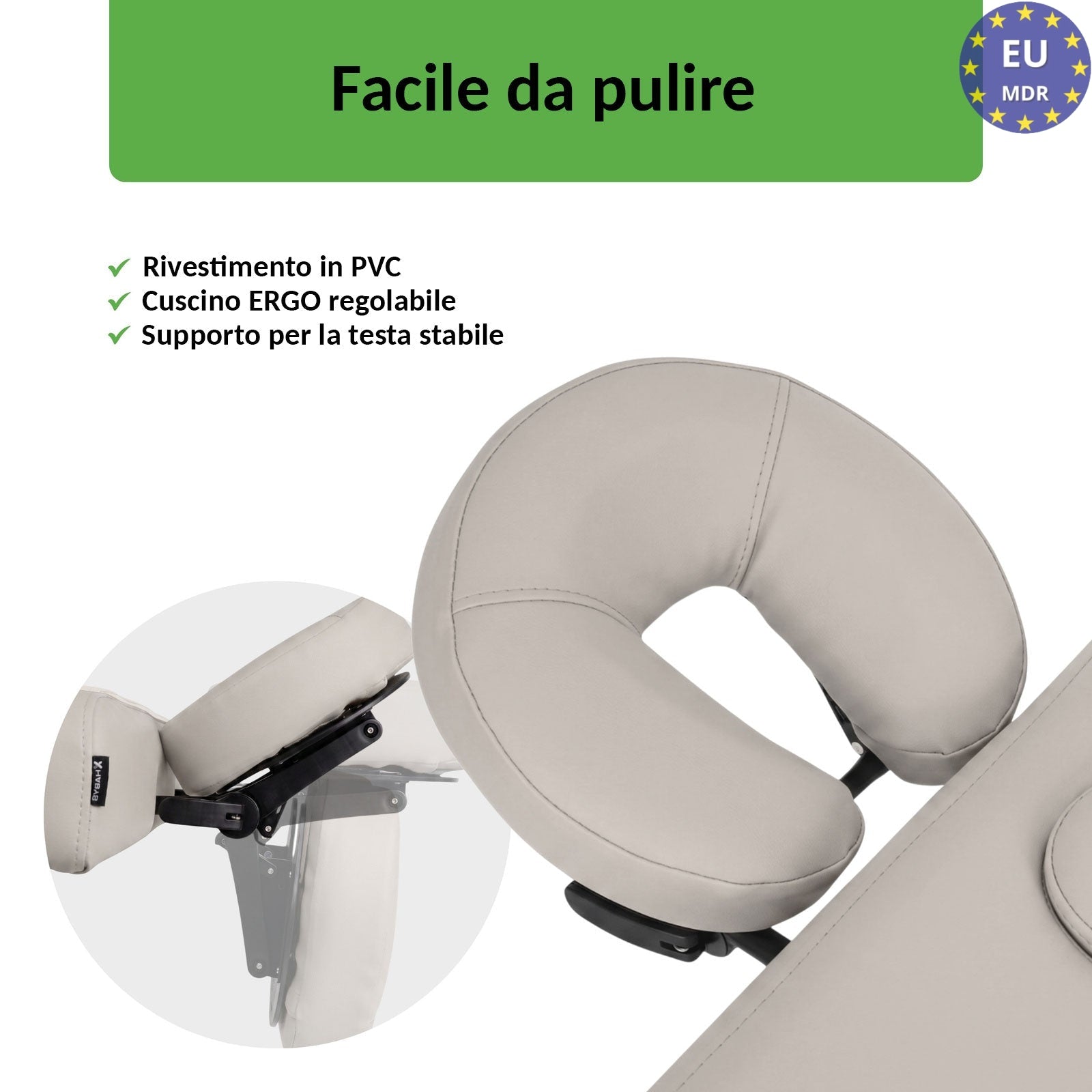 Lettino fisso ad altezza variabile VIGO 1 - Larghezza 75 cm - Grigio Chiaro