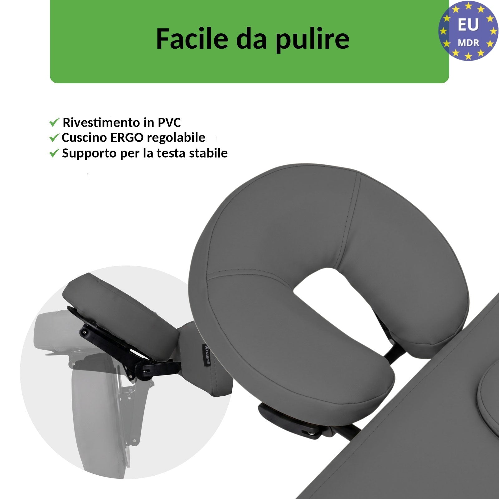 Lettino fisso ad altezza variabile VIGO 1 - Larghezza 75 cm - Grigio Scuro