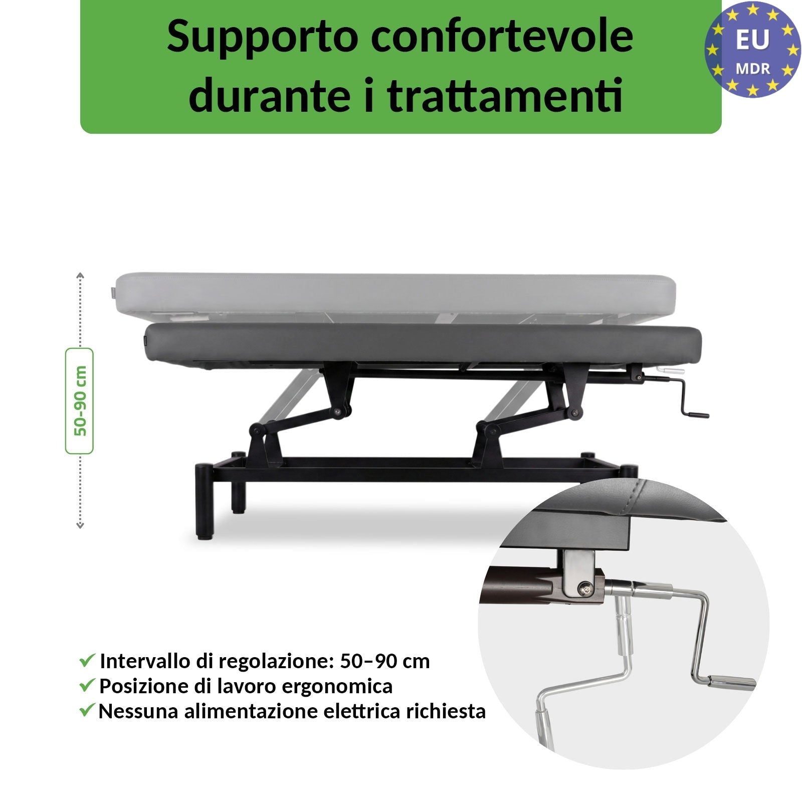 Lettino fisso ad altezza variabile VIGO 1 - Larghezza 75 cm - Grigio Scuro