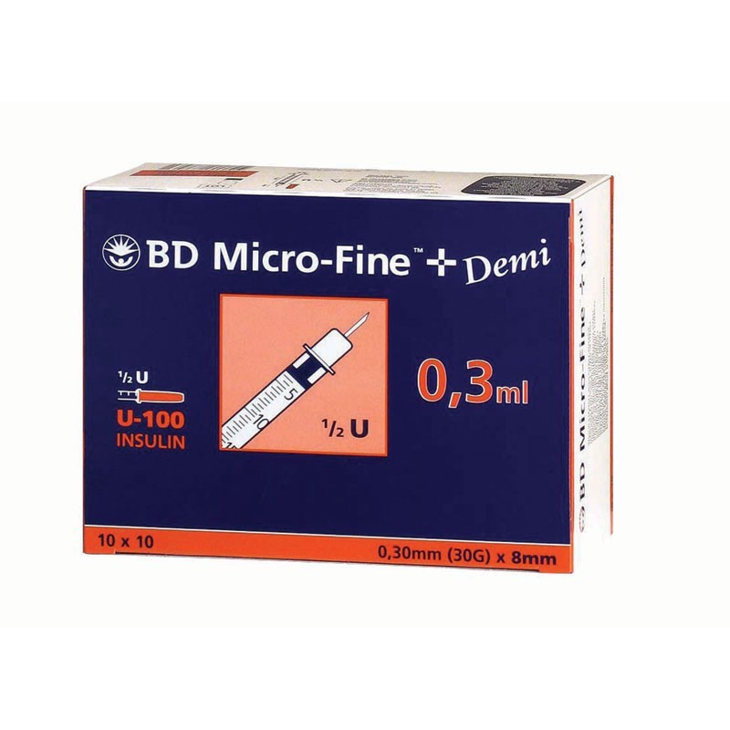 Siringa con ago BD Micro-Fine + 0,3 ml - Ago 30 G x 8 mm (conf.10 pz.)