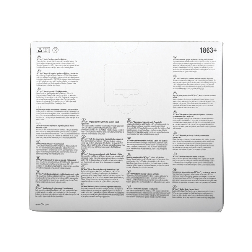 Mascherina respiratoria FFP3 IIR 3M AURA 1863 senza valvola (conf. 20 pz.)