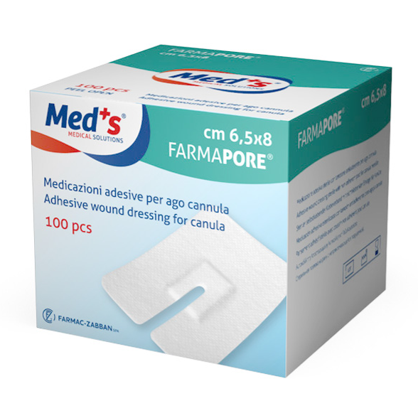 Medicazione adesiva sterile per fissaggio in TNT FARMAPORE cm 6,5 x 8 (conf. 100 pz)