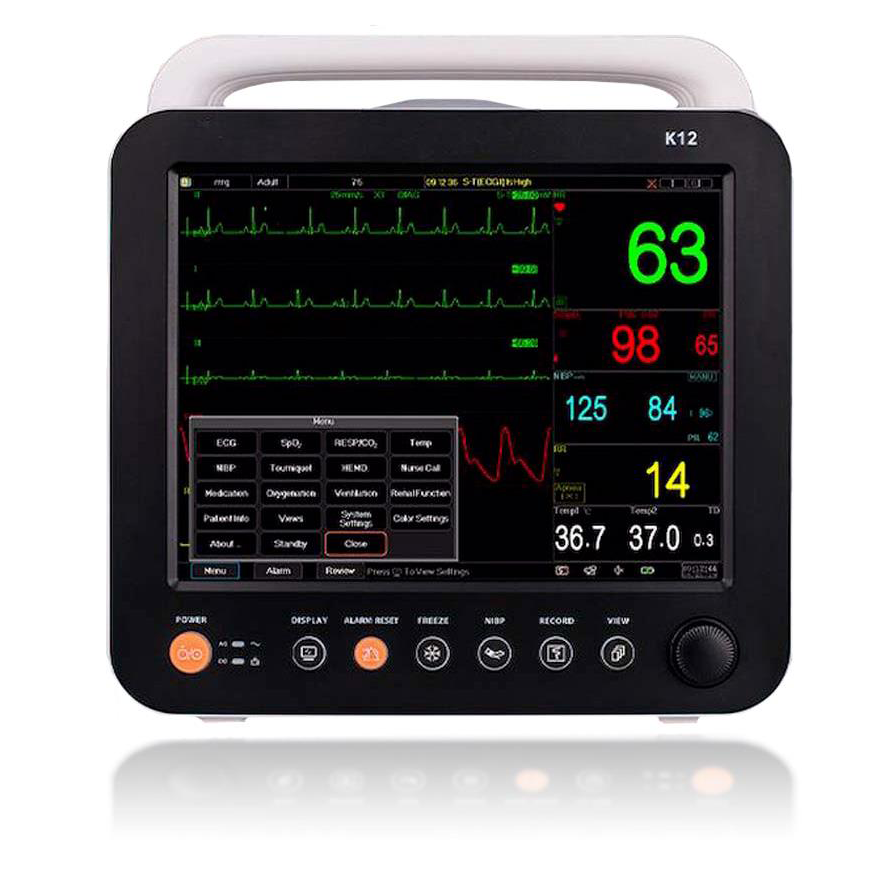 Monitor multiparametrico K12 Touchscreen - SpO2, NIBP, ECG (12 deriv.) e TEMP
