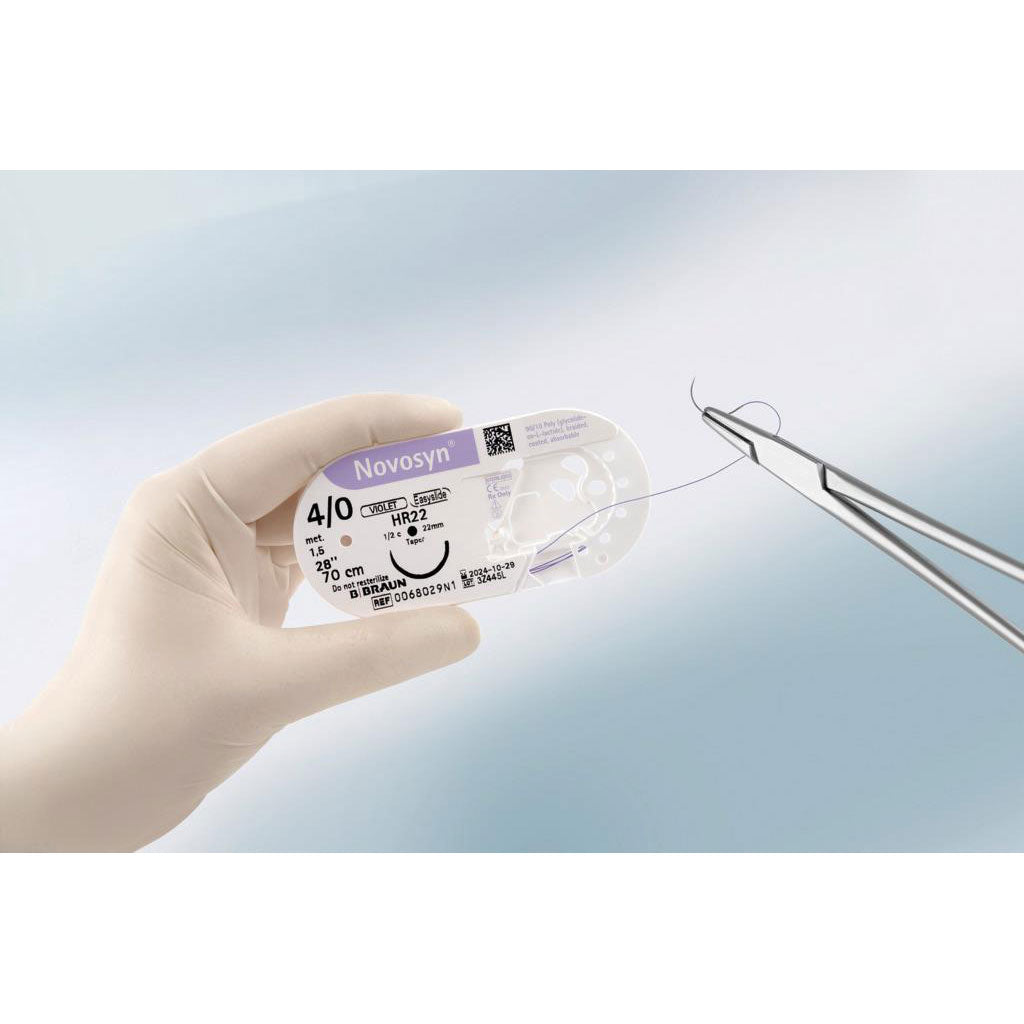 Novosyn polyglactin 910 absorbable sutures, 3/8 19mm needle, USP 5/0 - violet thread 70cm (box of 36 pcs.)