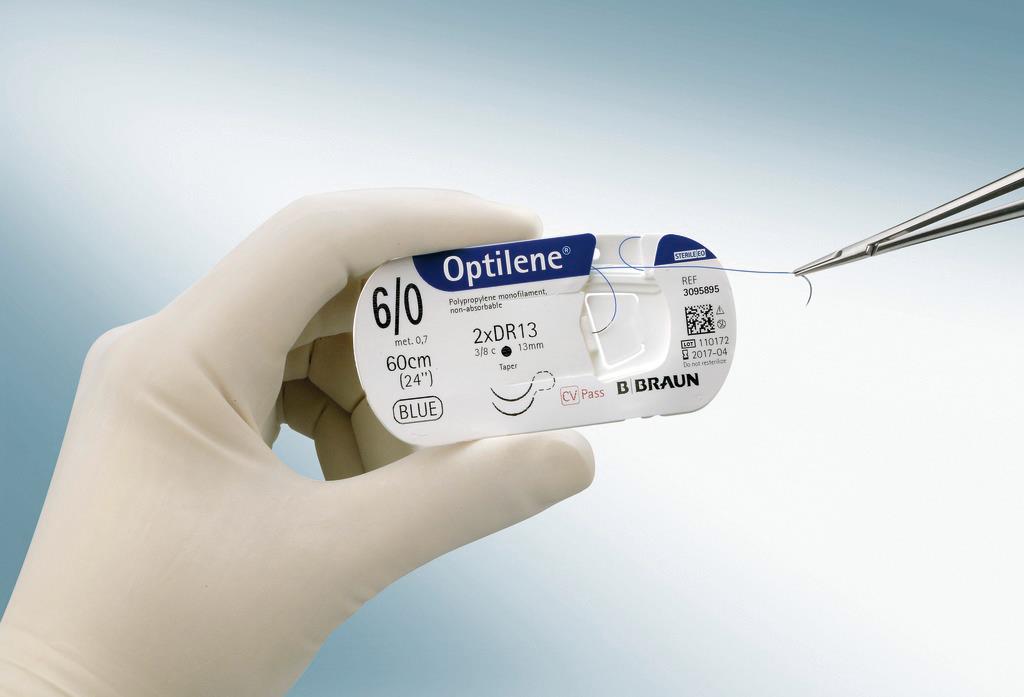 Optilene suture non assorbibili in polipropilene, ago 3/8 19mm, USP 3/0 - filo blu 45cm (conf. 12 pz.)