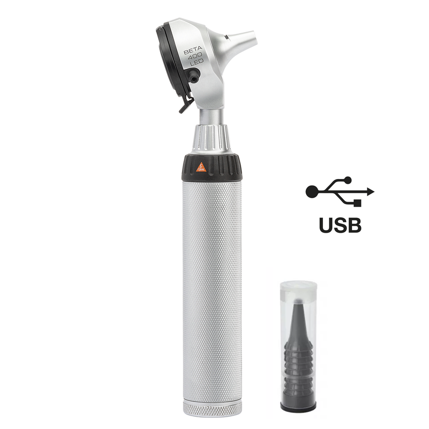 Otoscopio HEINE BETA 400 LED a F.O. 3,5 V - Manico ricaricabile BETA4 USB - B-010.28.388