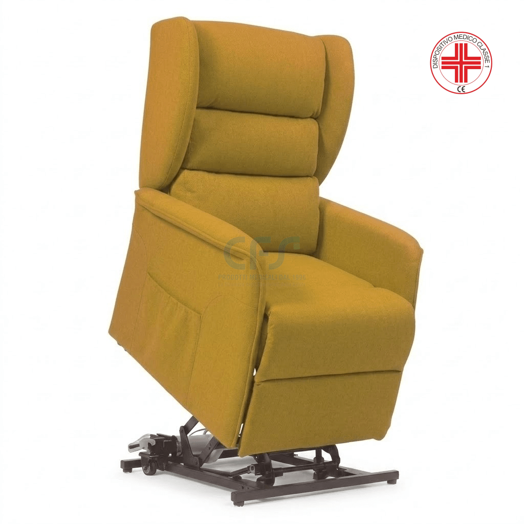 Poltrona elevabile 2 motori OLIMPIA SLIM - con Roller system - Senape