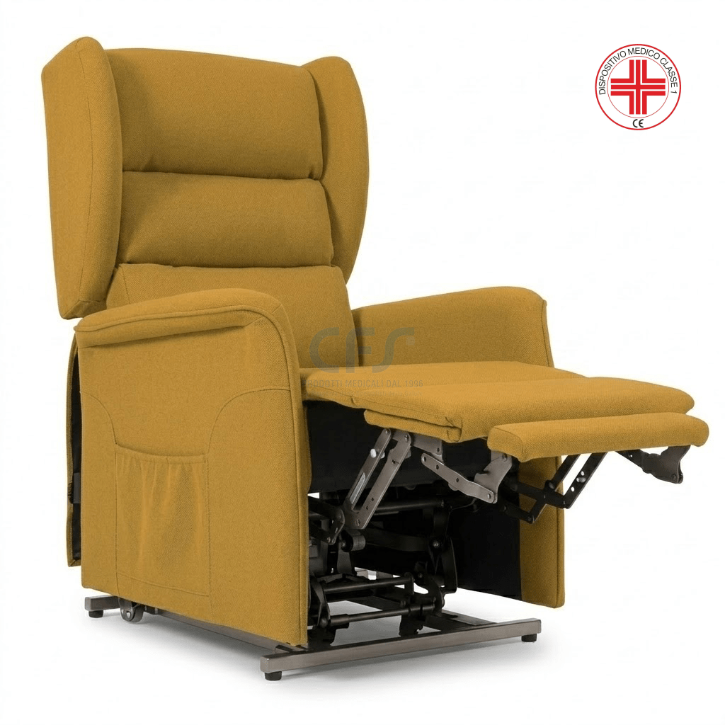 Poltrona elevabile 2 motori OLIMPIA SLIM - con Roller system - Senape