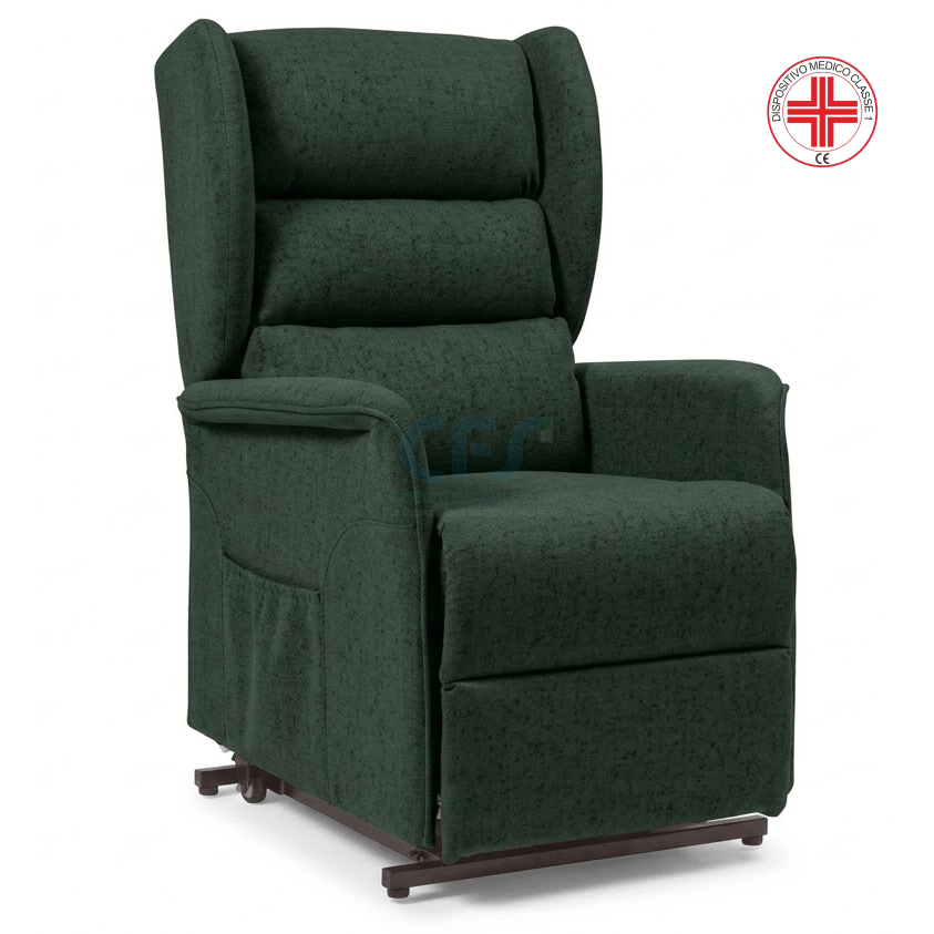 Poltrona elevabile 2 motori OLIMPIA SLIM - con Roller system - Verde
