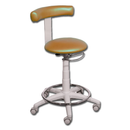 Sgabello GYNEX con sedile imbottito e anello poggiapiedi - In acciao elevabile a gas