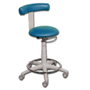 Sgabello GYNEX con sedile imbottito e anello poggiapiedi - In acciao elevabile a gas