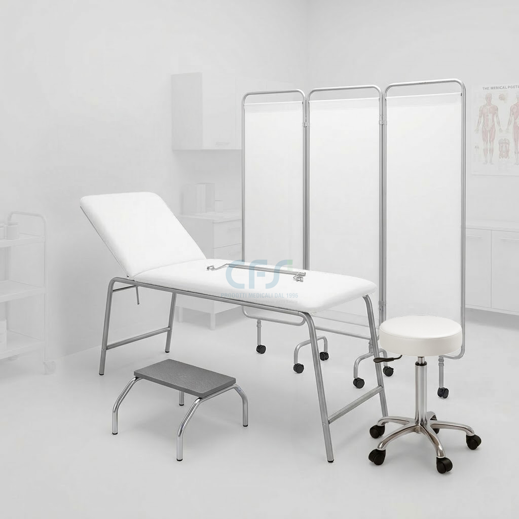 Pacchetto Ambulatorio DOCTOR Plus - Lettino + Sgabello Bianco