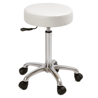 Sgabello con sedile imbottito - base in acciaio elevabile a gas - Bianco