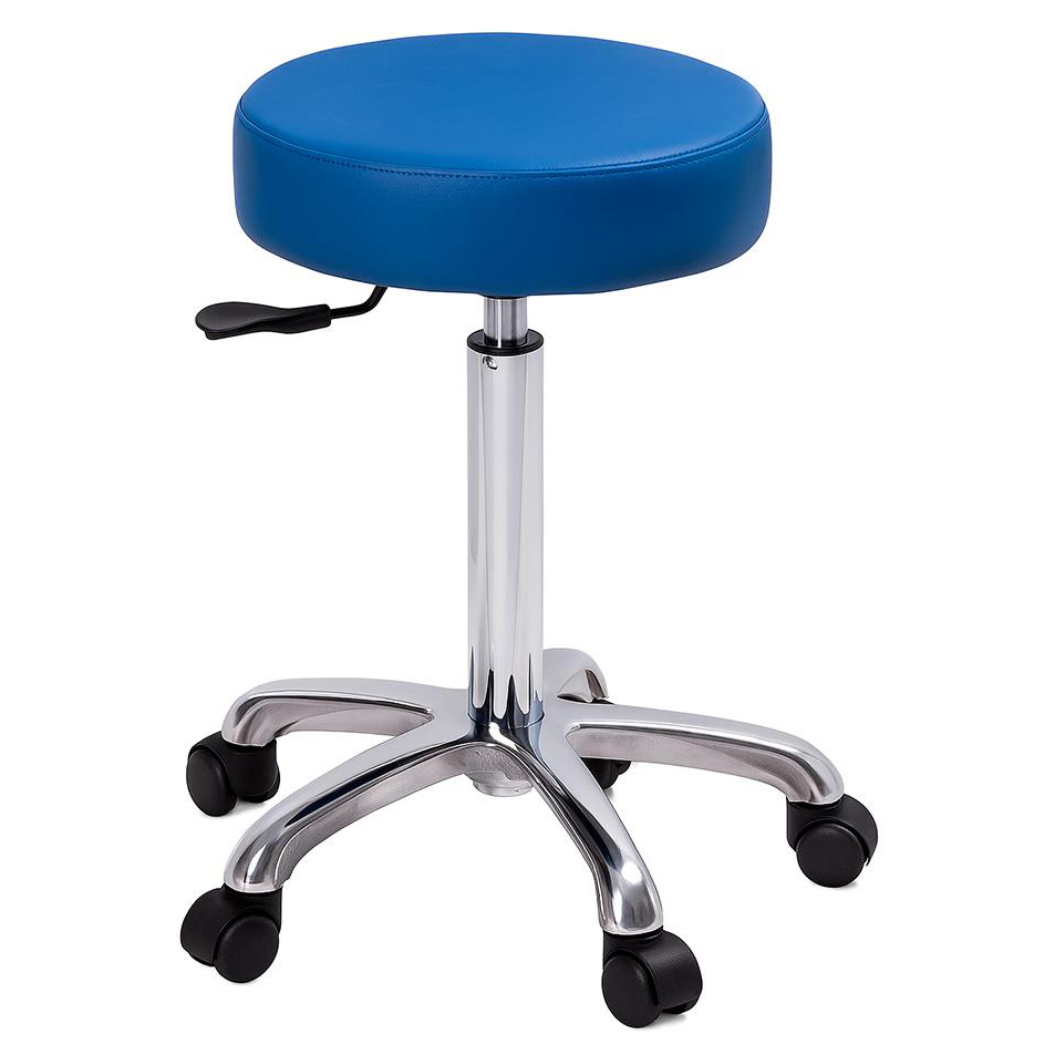 Sgabello con sedile imbottito - base in acciaio elevabile a gas - Blu