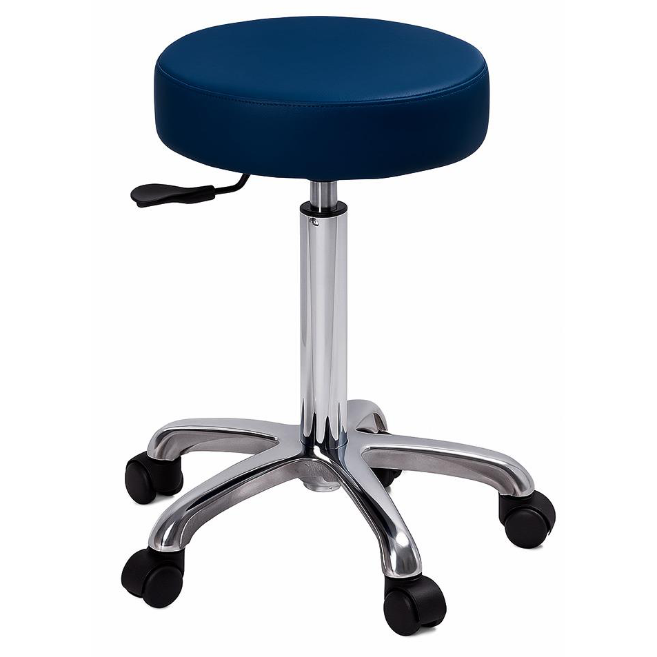 Sgabello con sedile imbottito - base in acciaio elevabile a gas - Blu Scuro