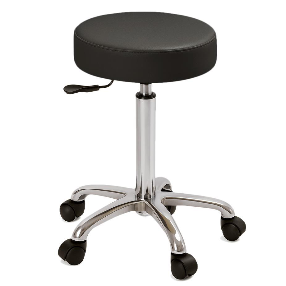 Sgabello con sedile imbottito - base in acciaio elevabile a gas - Nero