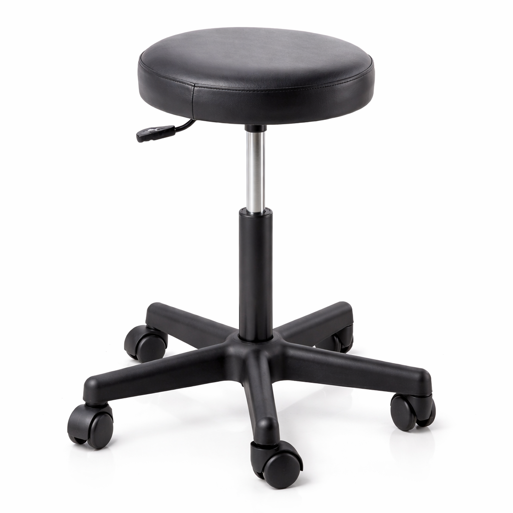 Sgabello con sedile imbottito - base in plastica elevabile a gas