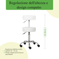 Sgabello con sedile imbottito TILA base in acciaio elevabile a gas - k501 Bianco