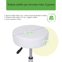 Sgabello con sedile imbottito TILA base in acciaio elevabile a gas - k501 Bianco
