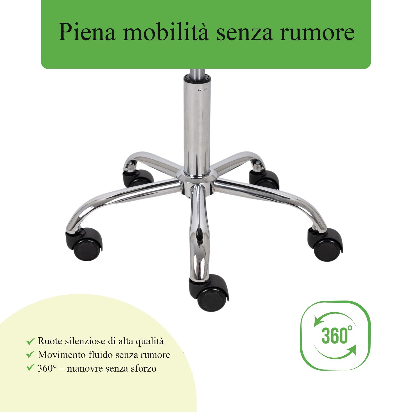 Sgabello con sedile imbottito TILA base in acciaio elevabile a gas - k501 Bianco